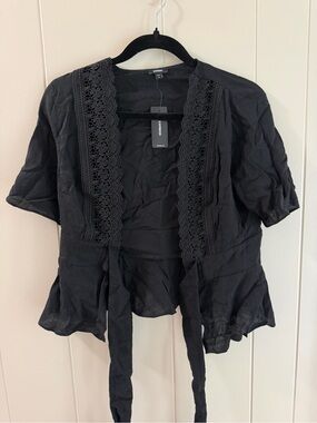 NWT Express Black Lace-Trim Tie-Front Women’s Tunic